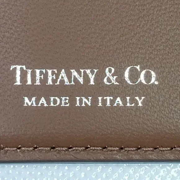 Tiffany & Co Wallet Fold Over Leather Brown Tan Card Case - Picture 5 of 6